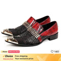 Crocodile Grain Men Shoes Pointed Iron Toe Leather Dress Shoes Black Lace-up Formal Business Shoes Men Zapatos Hombre