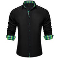 Men's Polyester Cotton Solid Black Shirts Long Sleeve | SAMAG