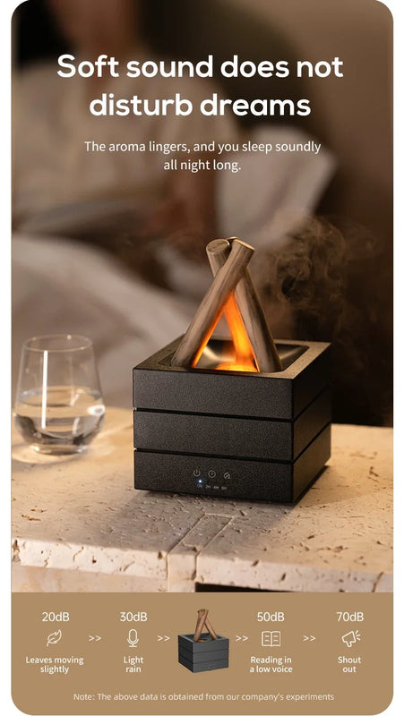 280ml Flame Aroma Diffuser USB Air Humidifier Colorful Atmosphere Light and Remote Control Bonfire Essential Oil Aroma Diffuser