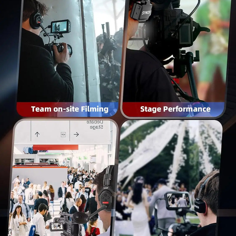 SYNCO XTALK X2 X5 2.4G Wireless Intercom Headset System 2-Person 350M 1148FT 24H Working Time Noise Reduction for Video Shooting