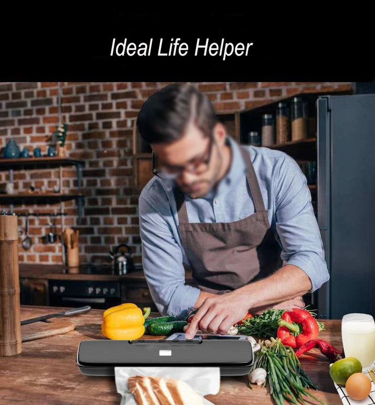 220V Electric Vacuum Sealer Packaging Machine with Free 15pcs Vacuum Bags Machine Household Black Food Vacuum Sealer