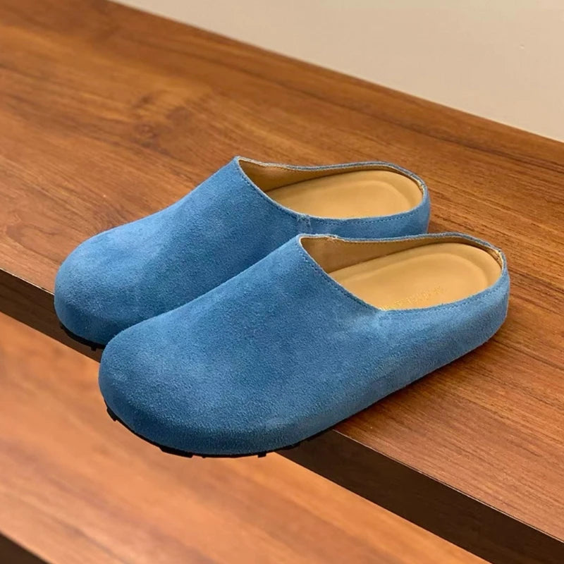 Zuecos De Mujer Suede Mule Shoes Women's Single Shoes 2026 Spring Autumn Baotou Half Slippers Outdoor Pull on Clog Mules Femme