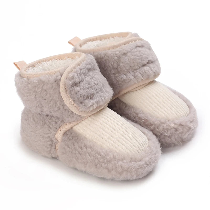 Autumn Winter Boots Baby Girl Boys Winter Warm Shoes Solid Fashion Toddler Fuzzy Balls First Walkers Kid Shoes 0-18M