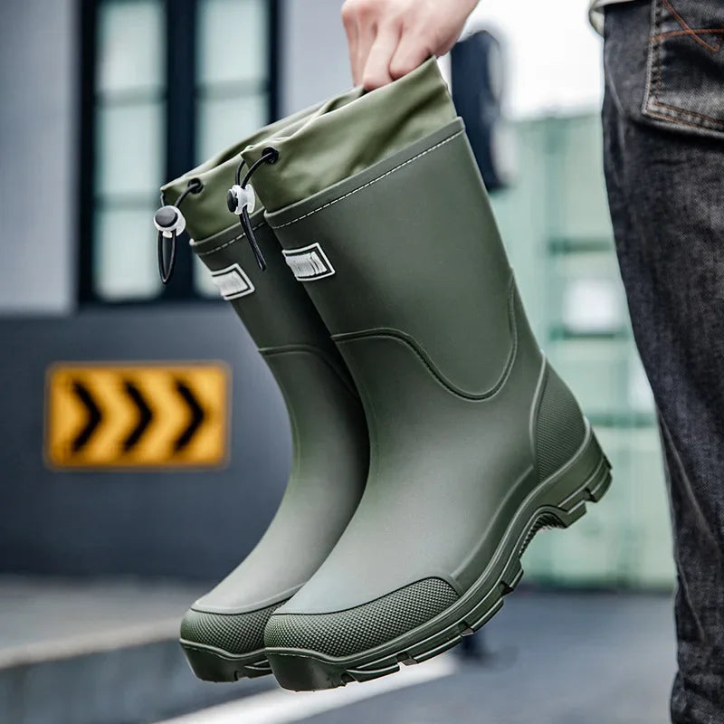 Rain Boots for Men Fishing Non-slip Man Shoes Cheap Middle Tube Water Shoes Outdoor Wear-resistant Garden Outdoor Work Shoes