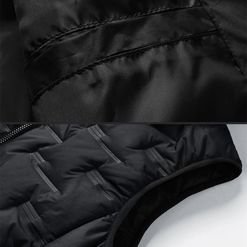Men Autumn Winter Thickened Waistcoat Hooded Sleeveless Zipper Placket Vest Coat Down Vest Outwear Men's Iinsulated Vest