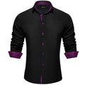 Men's Polyester Cotton Solid Black Shirts Long Sleeve | SAMAG