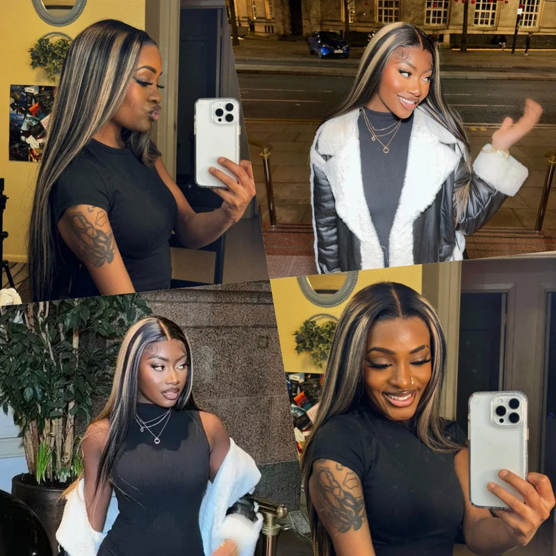 Upgrade 13x6 Highlight Wigs Human Hair for Women 1B 27 Blonde Lace Front Wig Pre Plucked 13x4 Highlight Blonde Human Hair Wigs