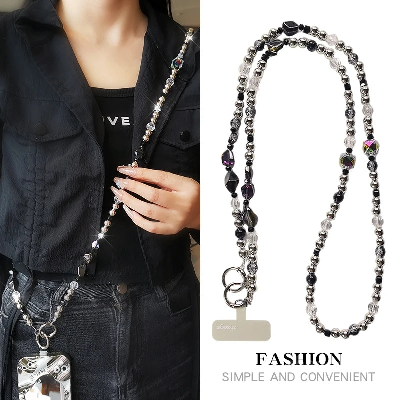 Exquisite and Sophisticated Crossbody Mobile Phone Chain for Women, Long Outdoor Travel, Anti Loss and Anti Fall Universal