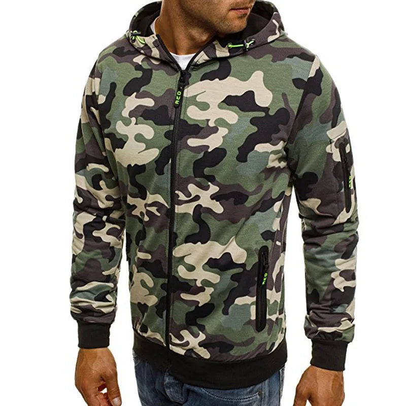 2026 New Mens Sweatshirt Casual Camouflage Hooded Coat for Spring Autumn Male Streetwear Hoodies Cardigan Sportswear MY766