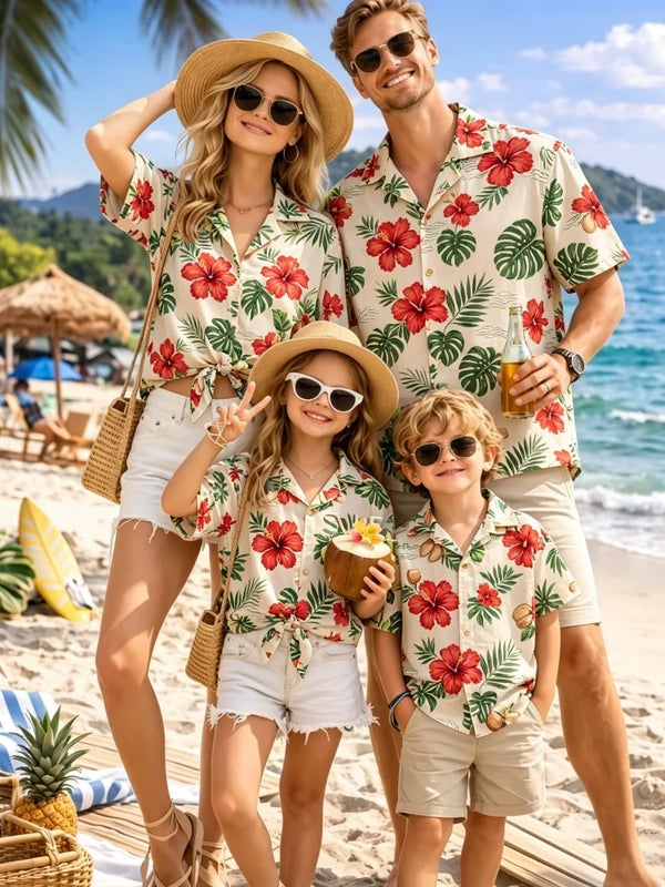 New Mother Kids Family Wear Beach Hawaiian Shirt Tropical - View 2 | SAMAG