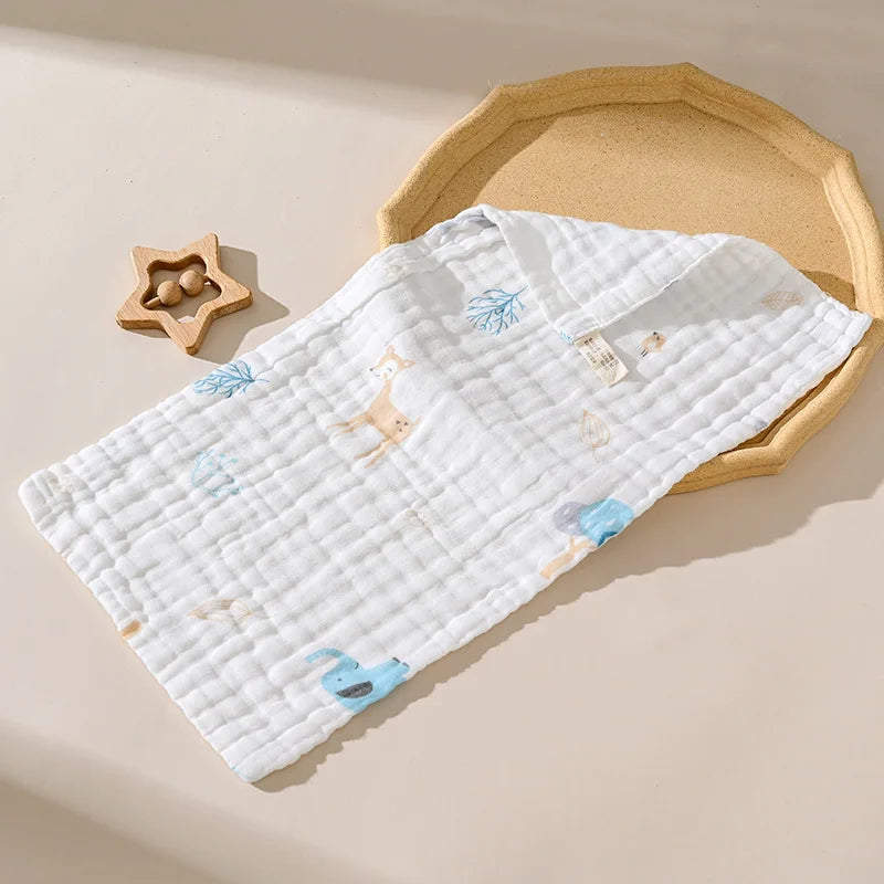 Gauze six-layer small towel pure cotton Class A baby gauze face towel burp towel seersucker bath towel saliva towel