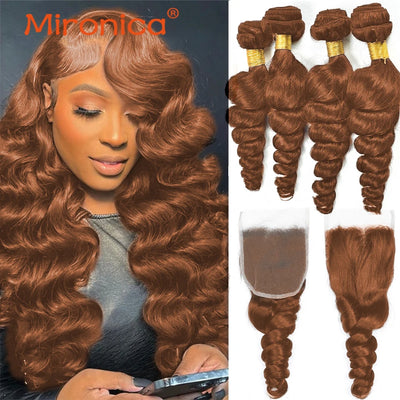 Loose Wave 30# Brown Human Hair Bundles With 13X4 HD | SAMAG