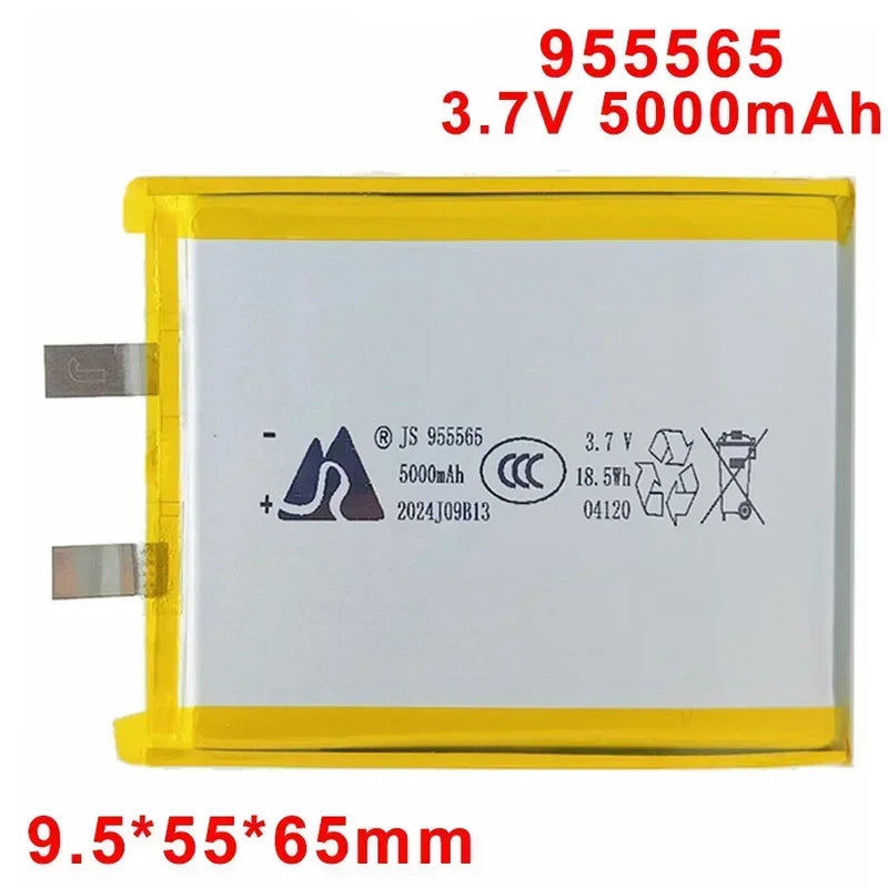 955565 Lithium Polymer Battery 3.7V 5000mAh Rechargeable Lipo Batteries for Mobile Power GPS Locator Camera Tablet PC DVD DIY