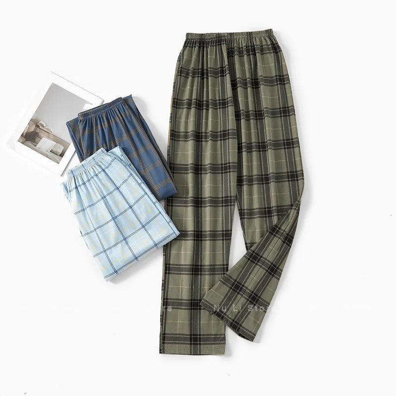 Men's Stylish Summer Pajama Pants, Thin Home Pants, Loose Breathable Air-Conditioned Pants with Elastic Waist