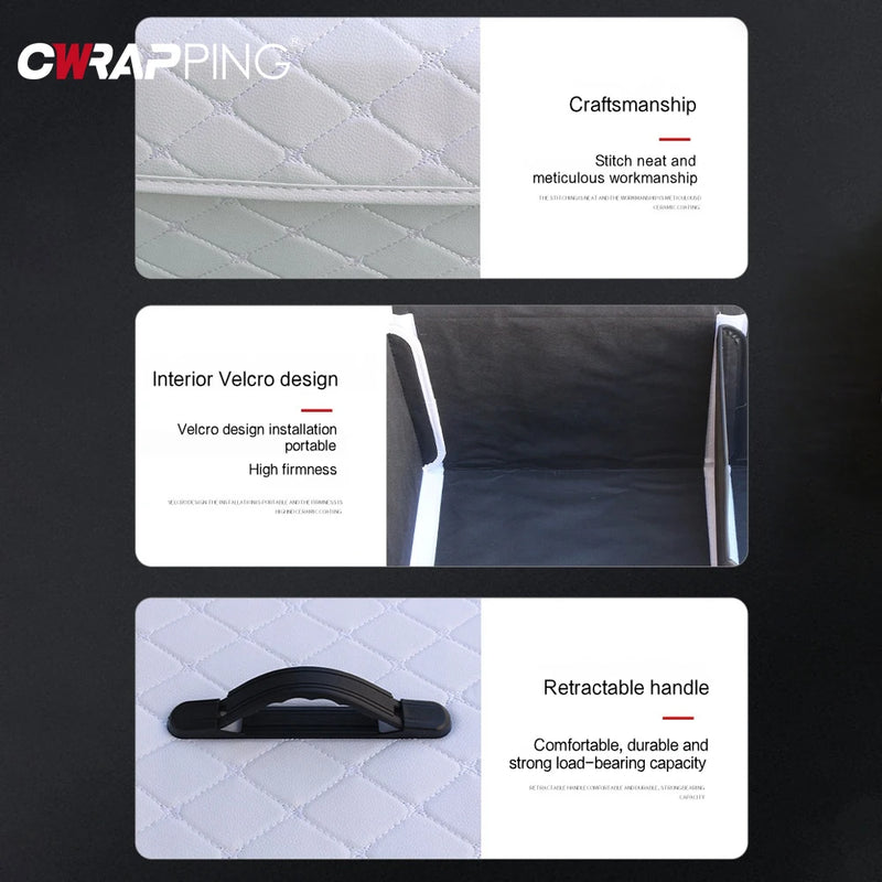 Car Trunk Organizer Box Large Capacity Auto Multiuse Tools Storage Bag Stowing Tidying Leather Folding for Car Trunk Storage Box