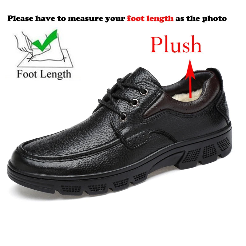 Autumn Winter Genuine Men's Leather Shoes Casual Business Plus Big Size 49 50 Black Brown