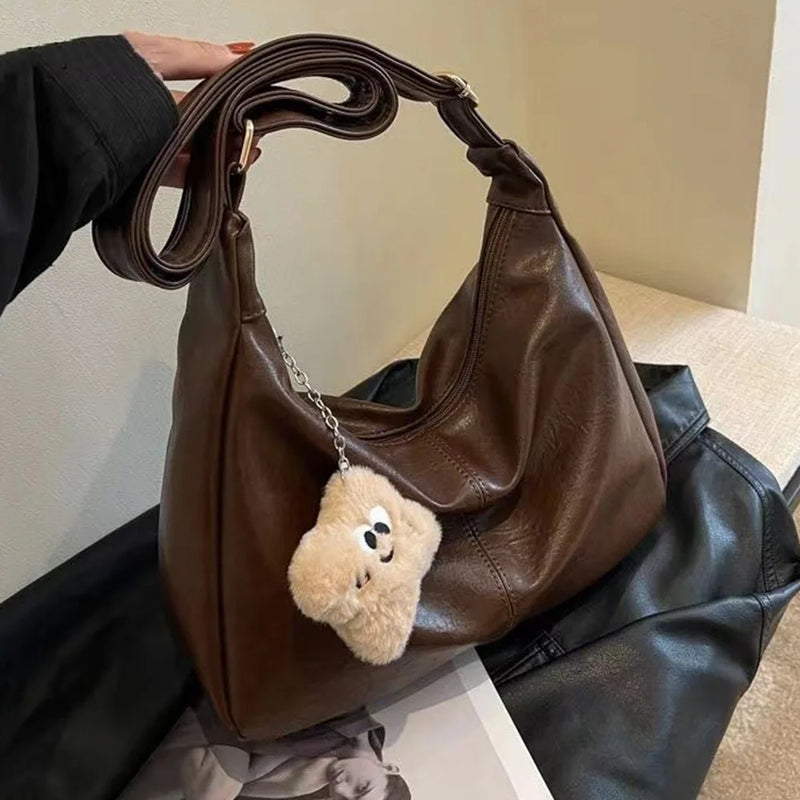 Designer Slouchy Shoulder Bag for Women PU Leather Large Capacity Underarm Bag Retro Ladies Hobo Tote Bag Women's Handbags