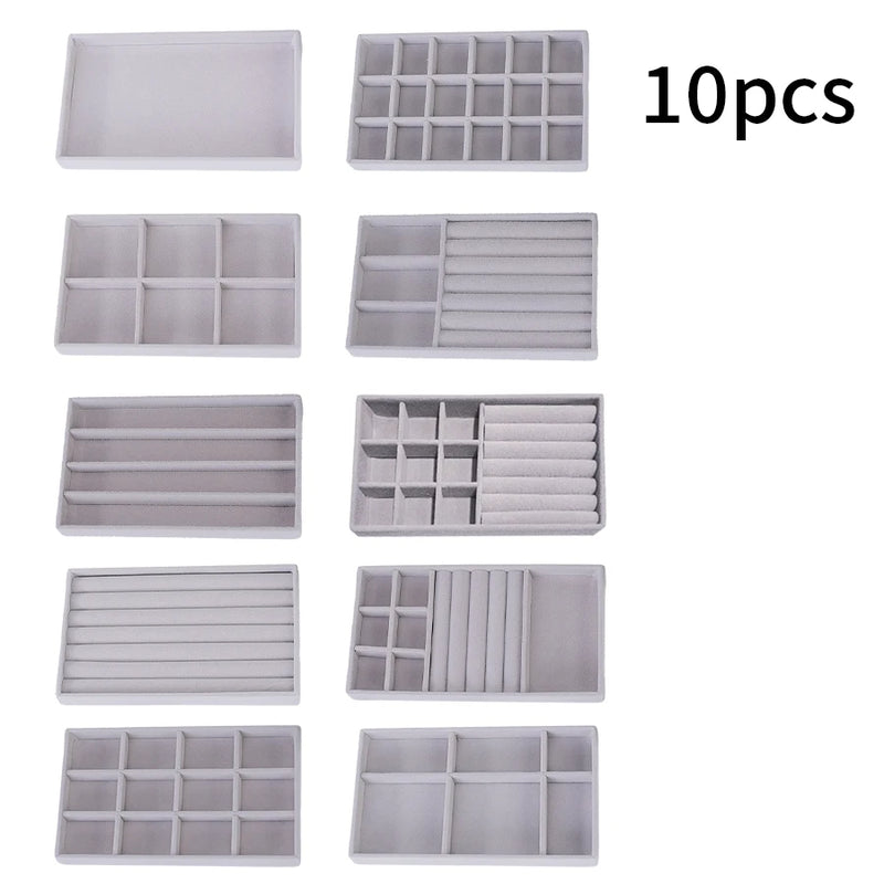 1 Set, (Including 8PCS) Flocking Jewelry Box Jewelry Tray