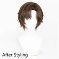 Brown Short Straight Synthetic Wig Middle Part Fluffy Anime Game Cosplay Heat Resistant Wig for Daily Party