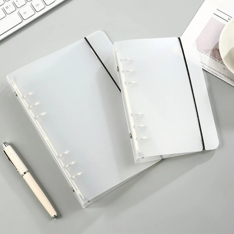 Transparent Binder, Matte Transparent Folder, Data Punching Folder, Ring Binder with Straps, for Office Document Storage