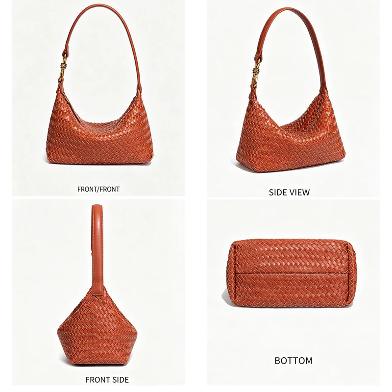 Woven Shoulder Bag for Women Purses Handbag Hobo Bags Vegan Leather Crossbody Purse Woven Underarm Shoulder Retro Tote Bag