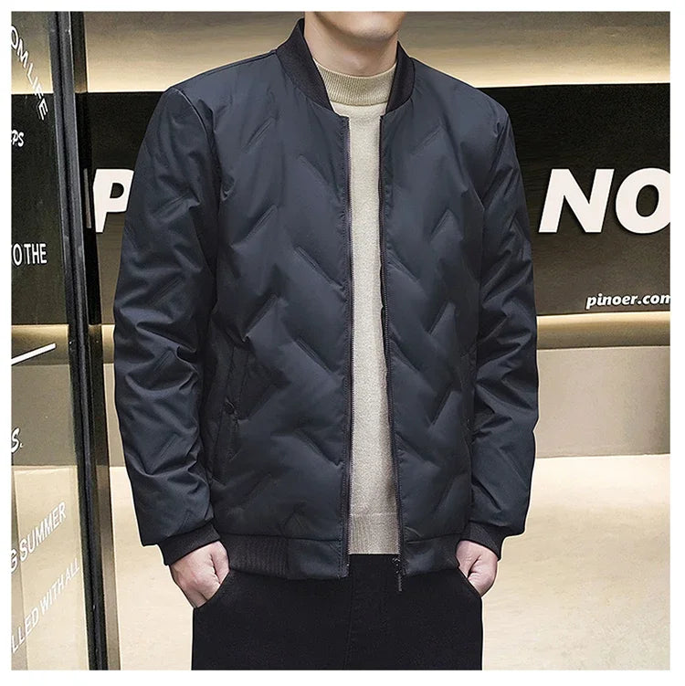 Men's Baseball Collar Mountaineering Down Jacket New Lightweight Gray Duck Down Jacket Men Warm Parkas Winter Cotton-padded Coat