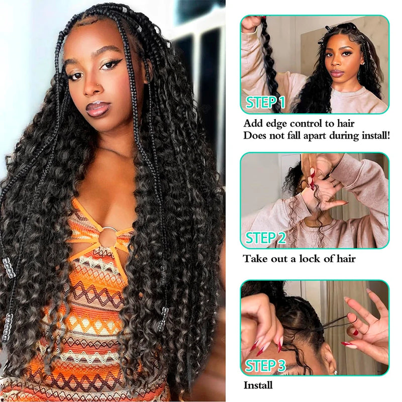 Synthetic Curly Deep Wave Bulk hair For Braiding 20inch No Weft Deep Wave For Braiding Micro Faux Braiding Hair for Boho Braids