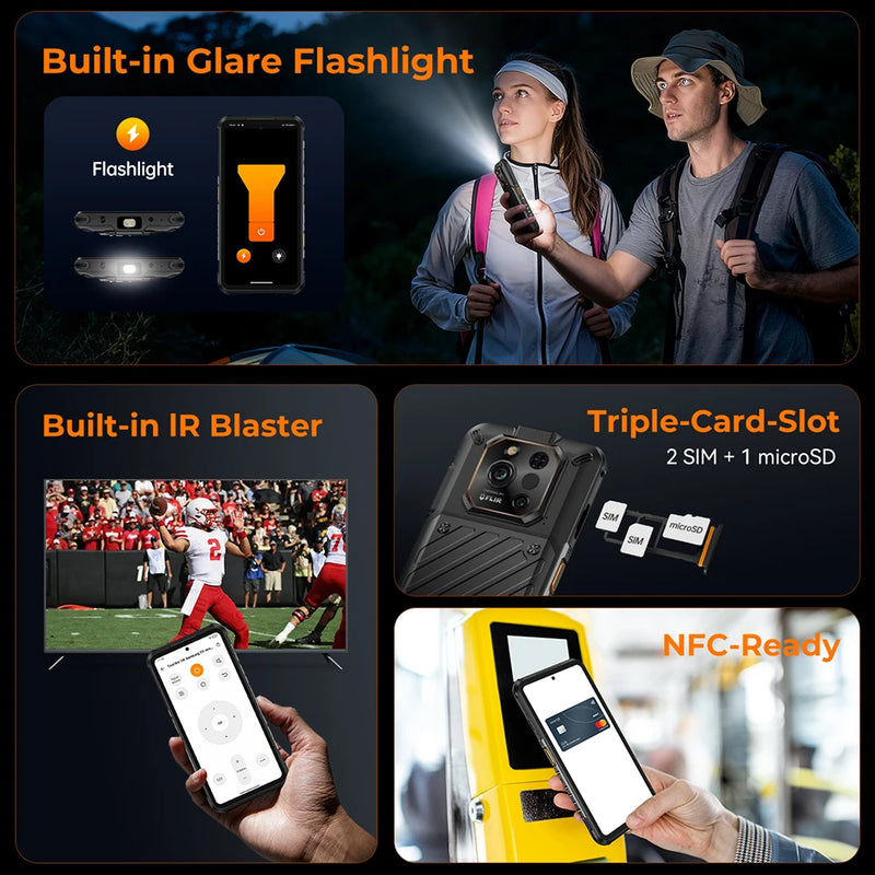 RugOne Xever 7 Pro 5G Thermal Imaging Rugged Phone 6.67" 120Hz AMOLED 512GB ROM 64MP Night Vision eSIM Android 15 Smartphone NFC