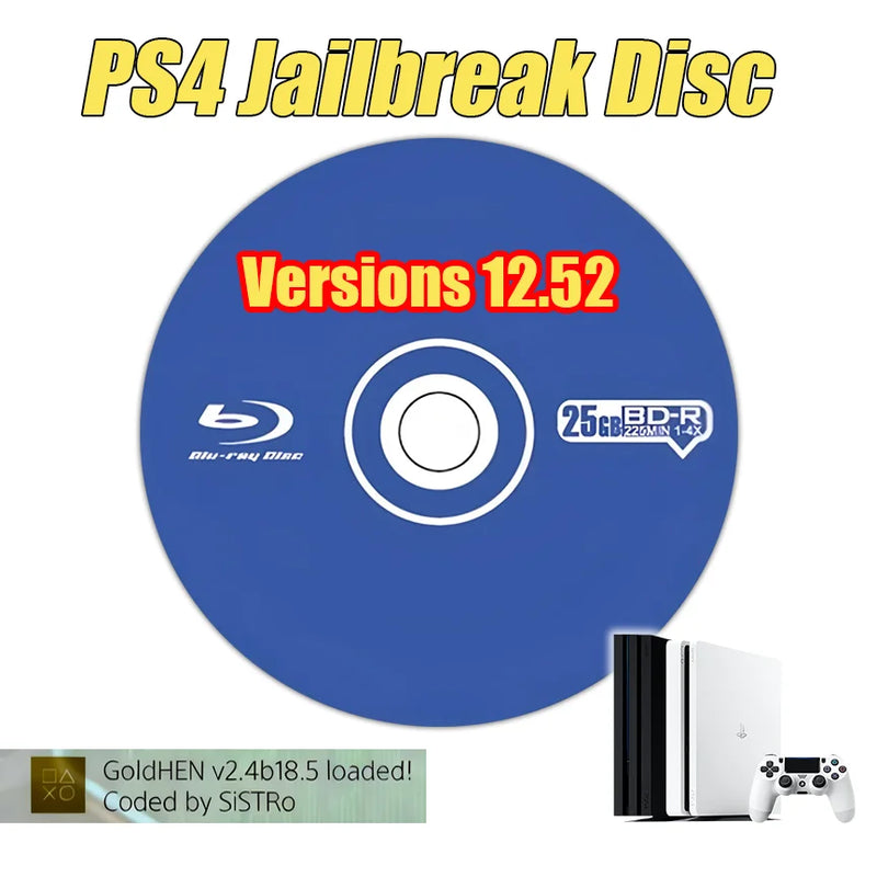 Jailbreak Gold Disc 12.52 for PS4 Latest Firmware Supported Bootable Homebrew Backup Games Give Away Wireless Game Controller