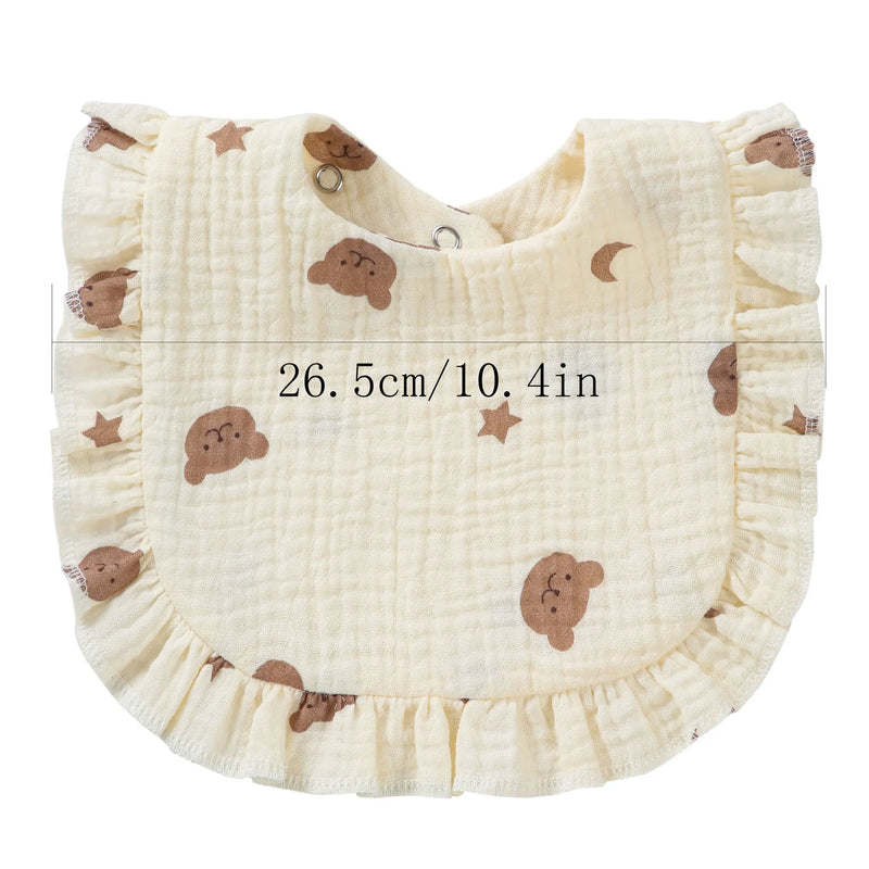 Baby Saliva Towel Muslin Cotton Infant Bibs Kids Feeding Eating Apron Boys Girls Ruffle Towel Toddler Newborn Prints Burp Cloth
