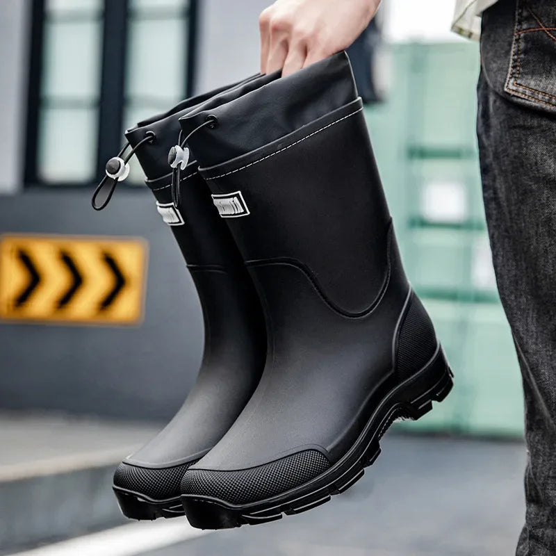 Rain Boots for Men Fishing Non-slip Man Shoes Cheap Middle Tube Water Shoes Outdoor Wear-resistant Garden Outdoor Work Shoes