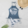 Sexy Solid Print Tankini Set Tied Halter Bikini Swimsuit | SAMAG