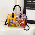 Women PU Leather Boston Handbag Large Capacity Zipper Crossbody Shoulder Bag Casual Ladies Messenger Bag