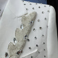 Two Pieces Formal Blazer Pants Set, Crystals Beaded Party Tuxedos Beaded Wedding Groom Suit Set, Luxurious Men's Formal Suit