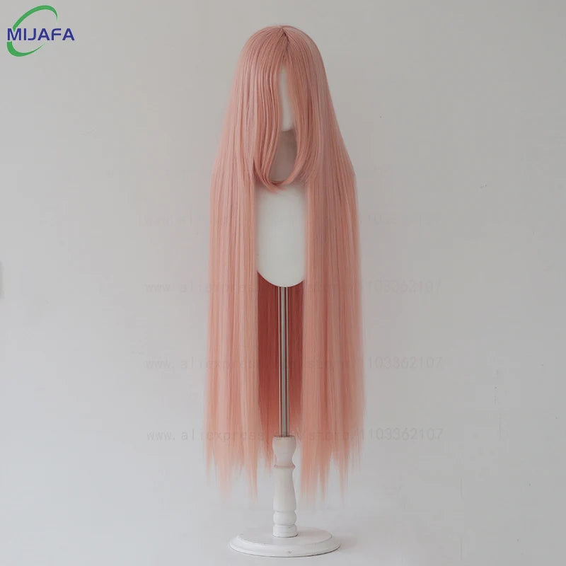 Very High Quality 600g 68 Colors 40 Inch 100cm Long Straight Cosplay Wig With Bangs Heat Resistant Hair Anime Wigs + Wig Cap