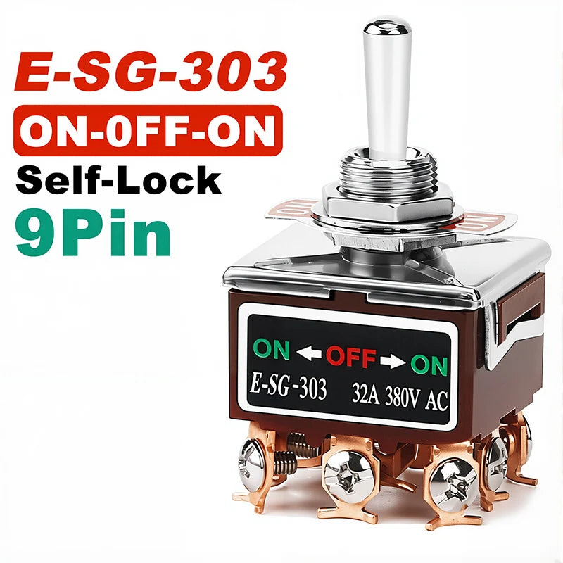 High Current Rocker Switch 2/3/4/6/8/9/12Pin Self Reset/Self-locking Toggle Switch Copper Pin 32A 250VAC Power Button Switch