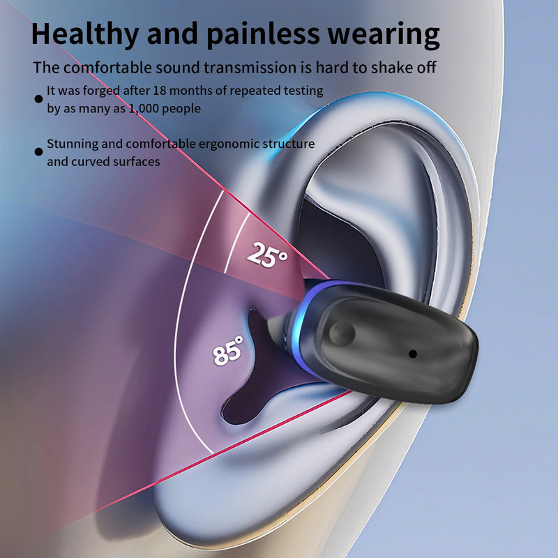 Wireless Bluetooth 5.3 Headset Talking Clip-On Earphone Long Time Wear Ultra Long Battery Life Headphones For iPhone Huawei OPPO