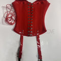 Sexy Red 0.8mm Thicker Latex Corset Bustier Body Shape Detachable Breast Cup with Front Zip Back Lace
