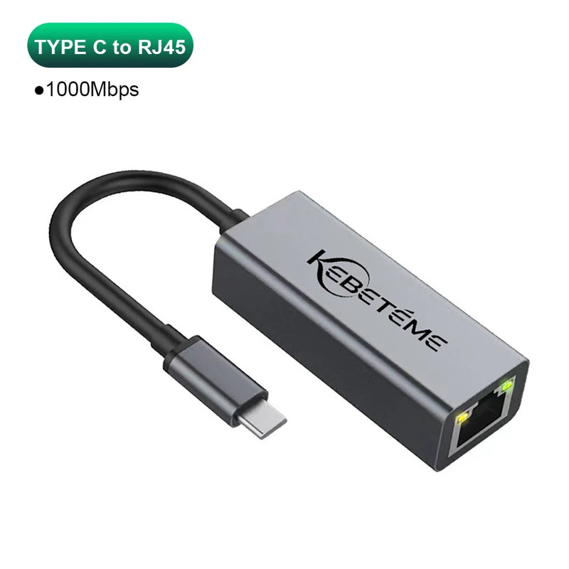 Kebidumei USB Type C Ethernet Adapter 1000Mbps RJ45 Network Card Lan Internet Cable For MacBook PC Windows - Visuel 8 | SAMAG