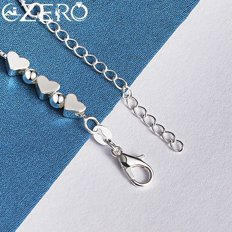 ALIZERO 18K Gold Bracelet 925 Sterling Silver Heart Beads Box Chain Bracelet For Women Fashion Charms Jewelry Wedding Gift