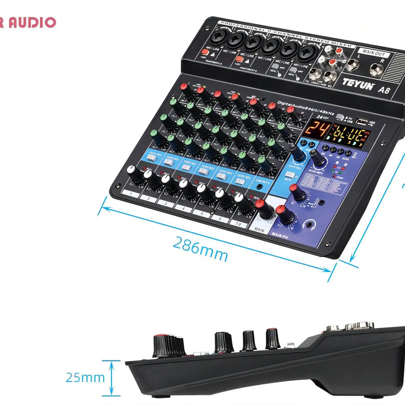 TEYUN 8 6 4 Channel Professional Portable Mixer Sound Mixing Console Computer Input 48v Power Number Live Broadcast A4 A6 A8 New