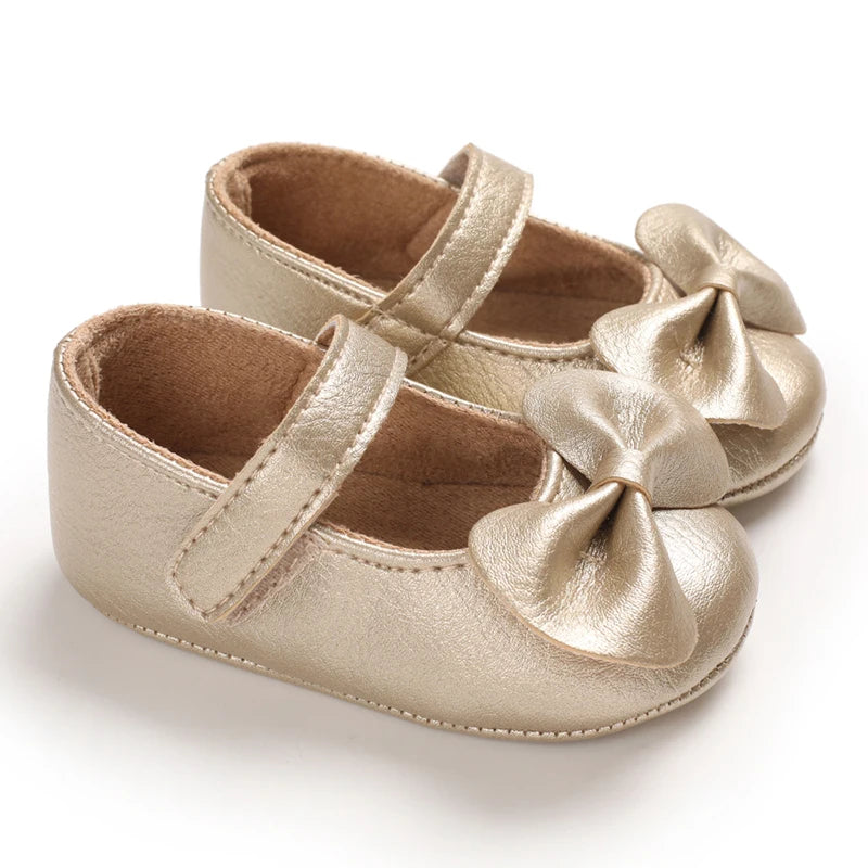 Baby Learning Walk Shoes, Cute Bow Spring Autumn Princess Infant Shoes, Soft Comfort Footwear for Baby Girls 0-18 Months