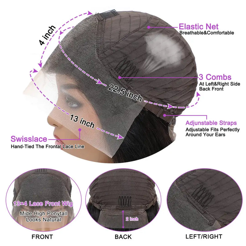Brazilian Body Wave Human Hair Wigs Pre Plucked Hd Transparent 13x4 Lace Front Wig Bleached Knots Transparent Lace Frontal Wig