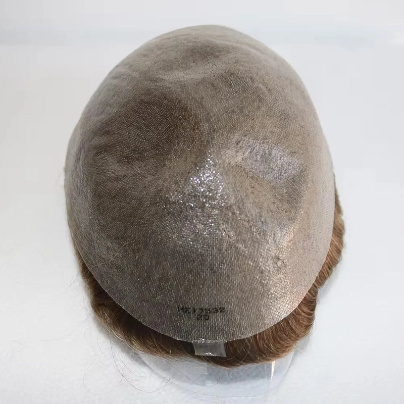 Super Ultra Thin Skin 0.02mm 80-100%Density Men Toupee Brown Black 210# Human Hair System Undetectable Natural Hairline Prosthes