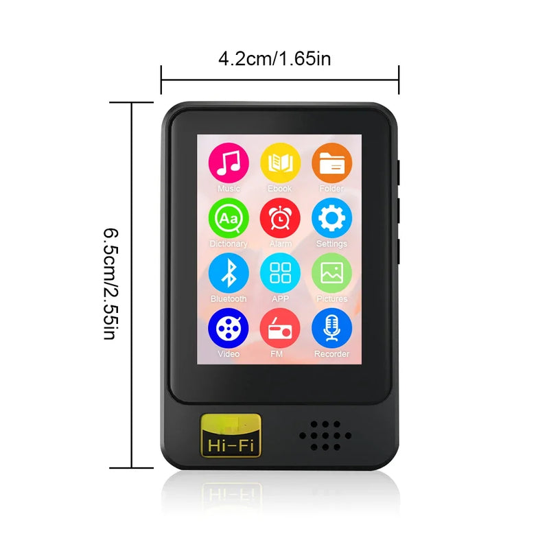 Mini Walkman Full Touch Screen MP3 Player 1.77 Inch Student E-book Reader MP4 Video Player with Built-in Speaker