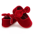 0-18M Newborn Infant Baby Girls Shoes Velvet Red Christmas 0-18M Princess Girl Baby Shoes Bow First Walkers