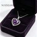925 Sterling Silver Stylish Fine Heart Zircon Pendant Necklace, Birthday Party Anniversary Gift, Ladies - Visuel 2 | SAMAG