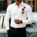 Men's Long-Sleeved Shirt, Featuring a Vintage Red Rose | SAMAG