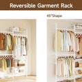 L4 Wall Mounted Industrial Pipe  Clothes Rack, Closet Organizer System with Rods Expandable, Clothing Rack, Corner Garment Rack