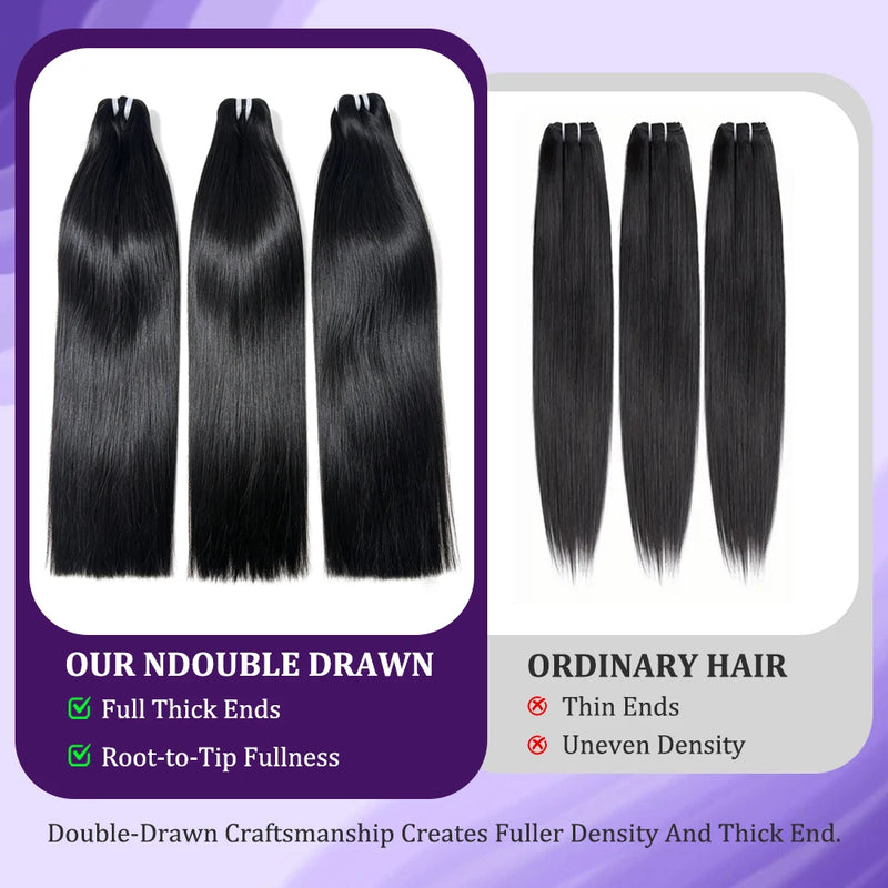 26inch 30inch Straight 14A 16A Vietnamese Hair Weft NCST 100% Human Hair Natural Black 3 4pcs Bundle Raw Hair Bundles Remy Thick Hair Extensions